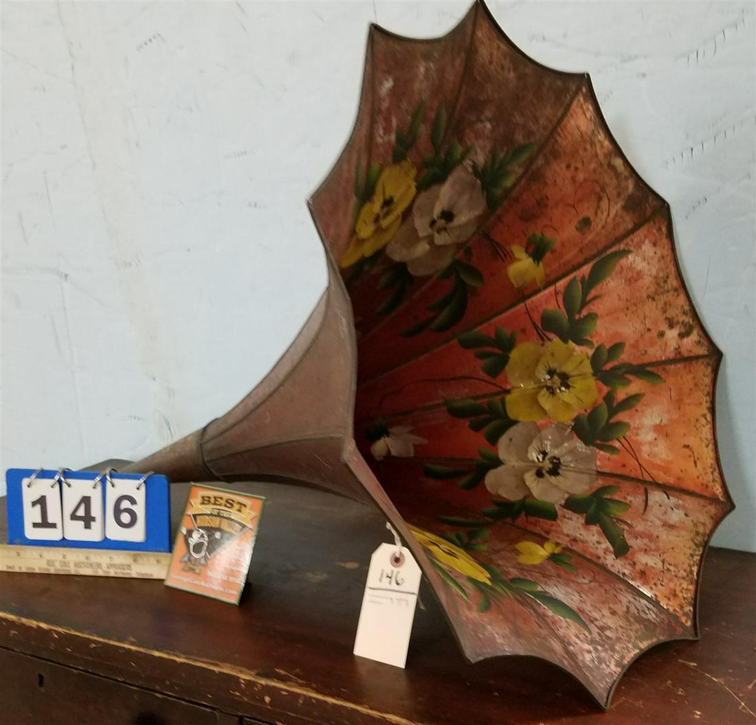 MORNING GLORY HORN FOR A PHONOGRAPH, 31" X 21.5" DIAM. (1 of 2)