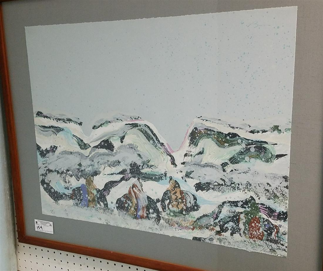 FRAMED SERIOGRAPH "SNOW ON THE RUN ROCKS", PENCIL SGND. (1 of 5)