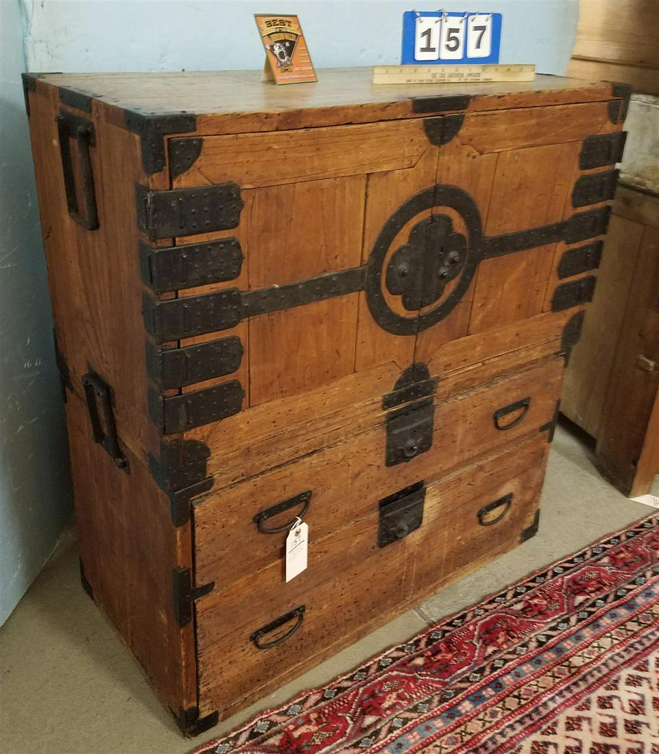 ANTIQUE 2 SECTION CHINESE STACKABLE CHESTS, 39"H X 36"W (1 of 3)