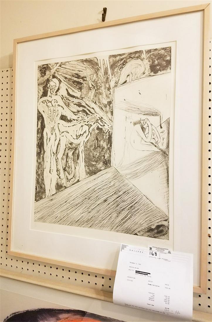 FRAMED ETCHING UNTITLED, PENCIL SGND. MIMMO PALLADINO (1 of 5)