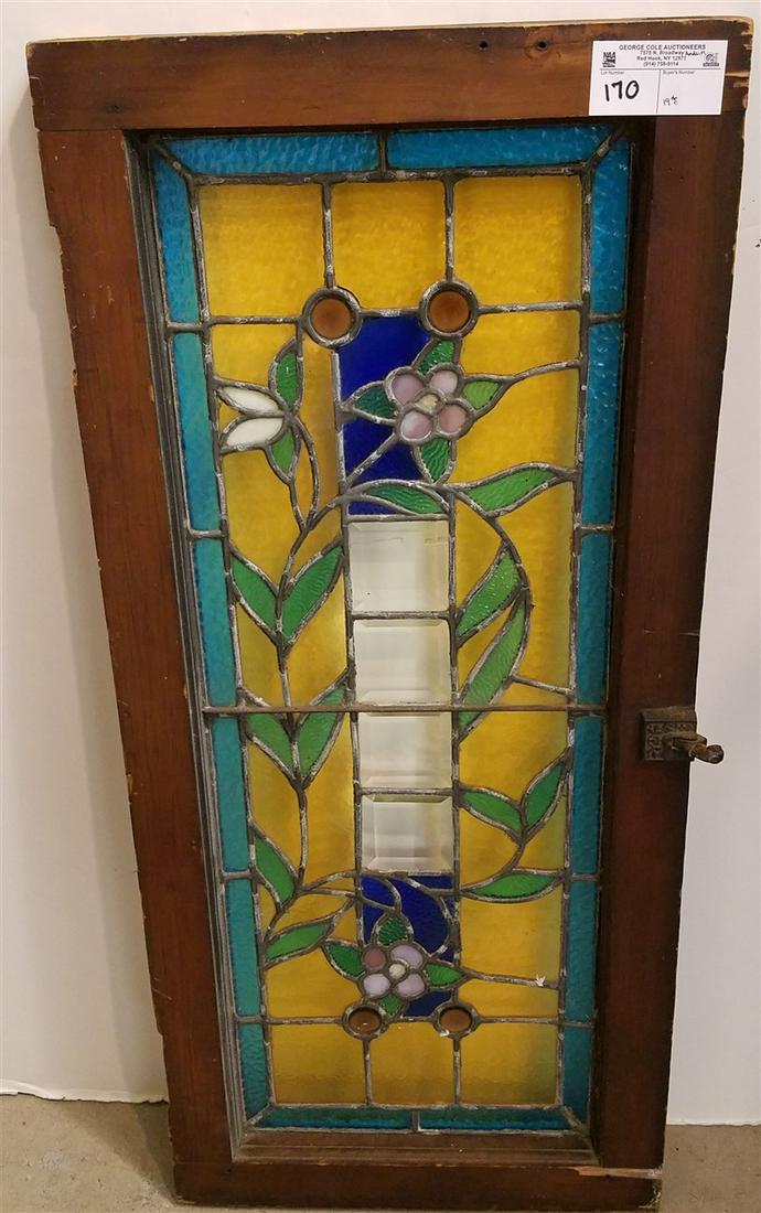 VICT. STAINED GLASS WINDOW SASH, 36" X 16" (1 of 1)