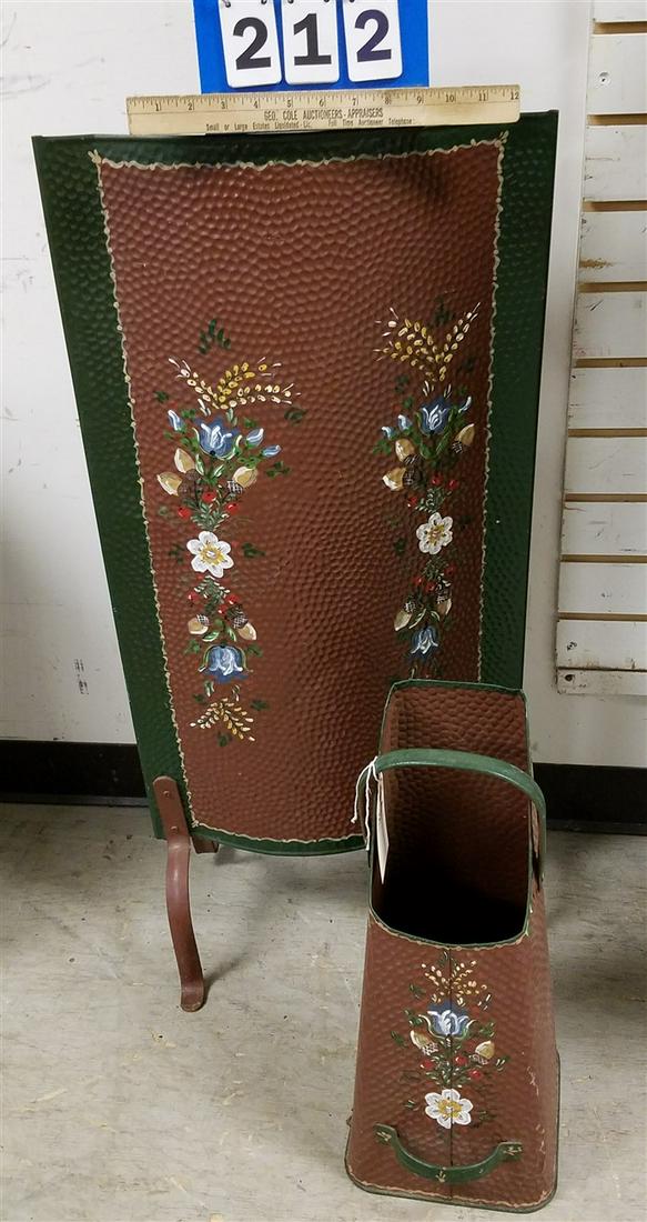 PTD. METAL FIRE SCREEN + COAL SCUTTLE (1 of 2)