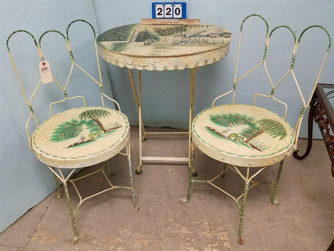 3PC. PTD. METAL FOLDING TABLE, 30"H X 25"W X 31"D W/ (1 of 6)