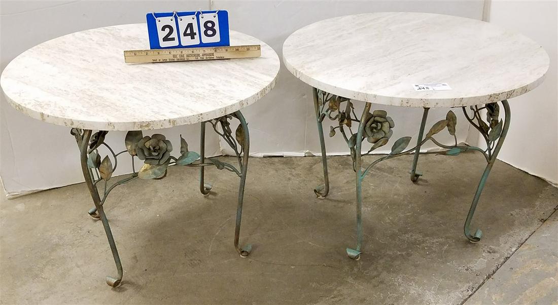 PR. WROUGHT BASE MARBLE TOP SIDE STANDS, 19"H X 24" (1 of 1)