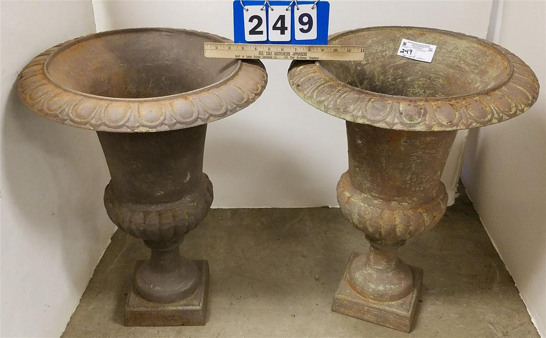 PR. CAST IRON URNS, 25"H X 18.5" DIAM. (1 of 2)