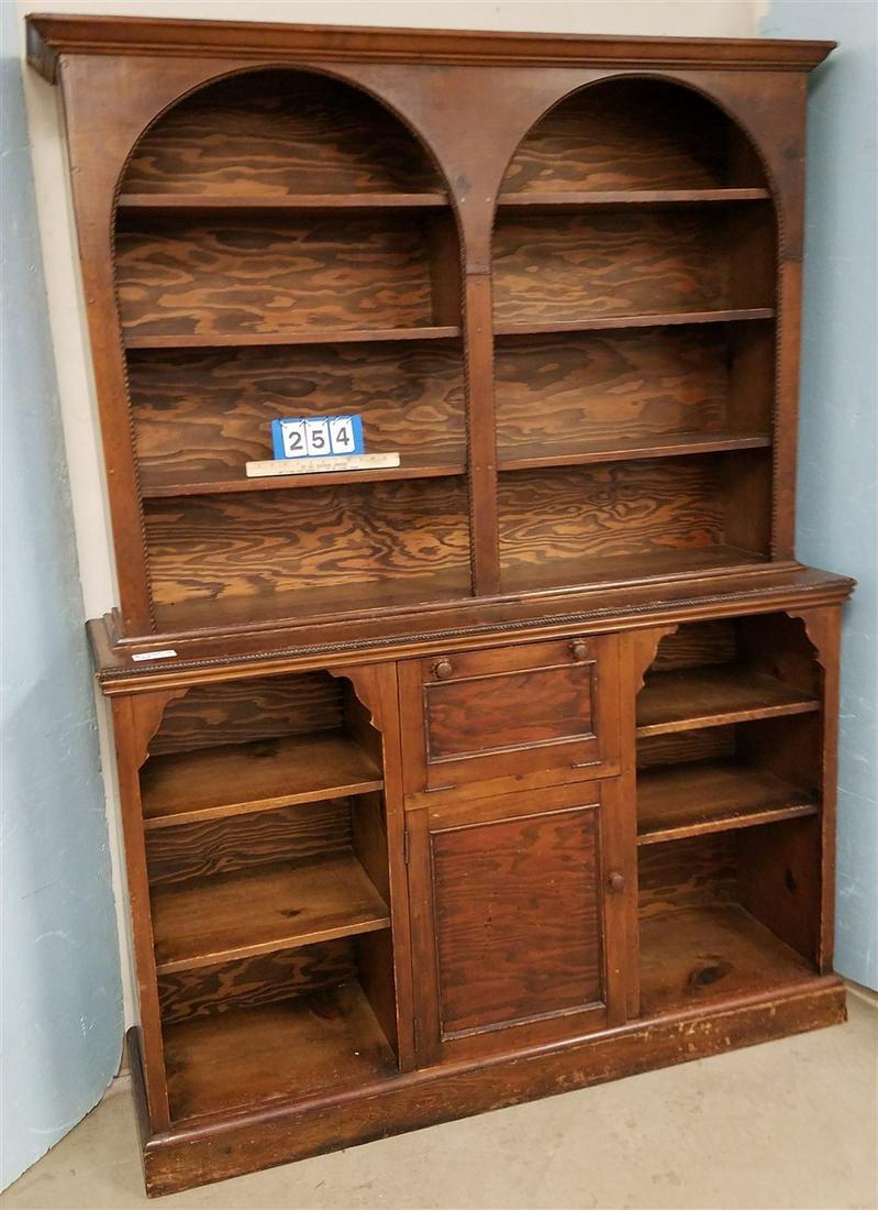 PINE BOOKCASE CABINET, 7'H X 61.5"W X 16"D (1 of 2)