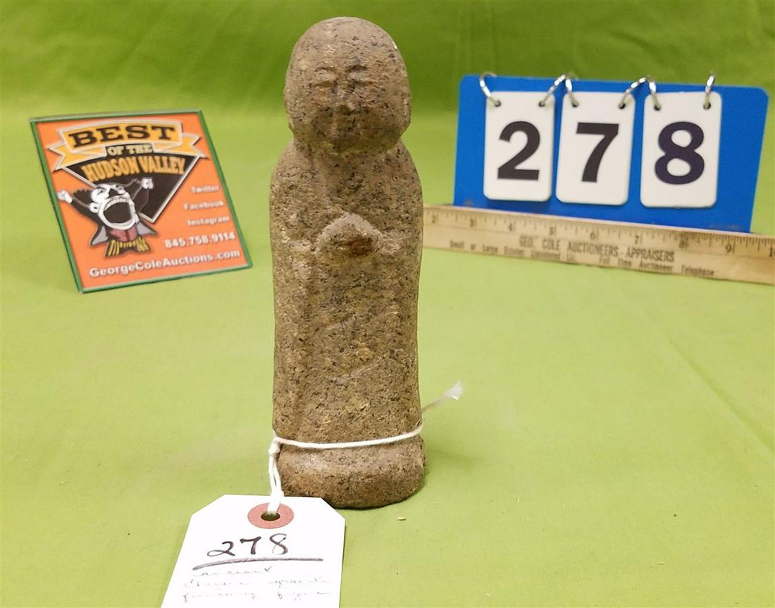 ANCIENT CHINESE GRANITE FUNIARY FIGURE, 6': ANCIENT CHINESE GRANITE FUNIARY FIGURE, 6'