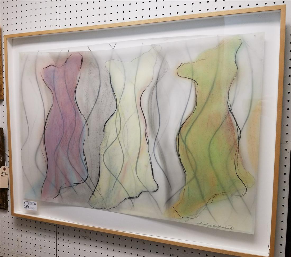 FRAMED MULTI-MEDIA ABSTRACT, SGND. MIMI CZJKA (1 of 3)