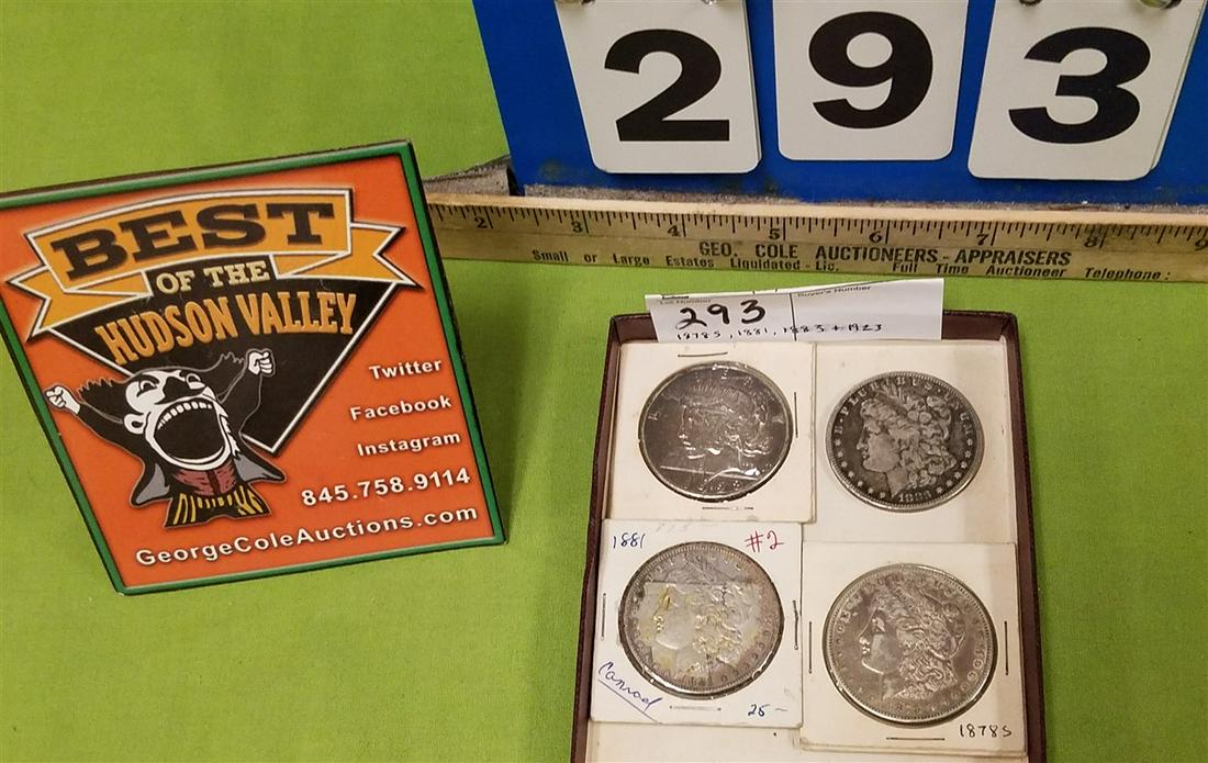 LOT 4 SILVER $ 1878S, 1881, 1883, + 1923: LOT 4 SILVER $ 1878S, 1881, 1883, + 1923