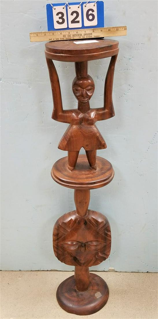 70'S WOODEN AFRICAN SCULPTURE, 42"H X 9" DIAM.: 70'S WOODEN AFRICAN SCULPTURE, 42"H X 9" DIAM.