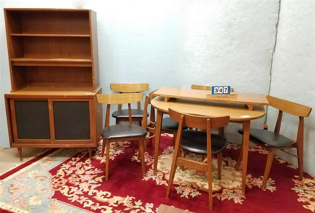 MID CENTURY 8PC/ DINING SET-TABLE W/ LEAF, 6 CHAIRS + (1 of 2)