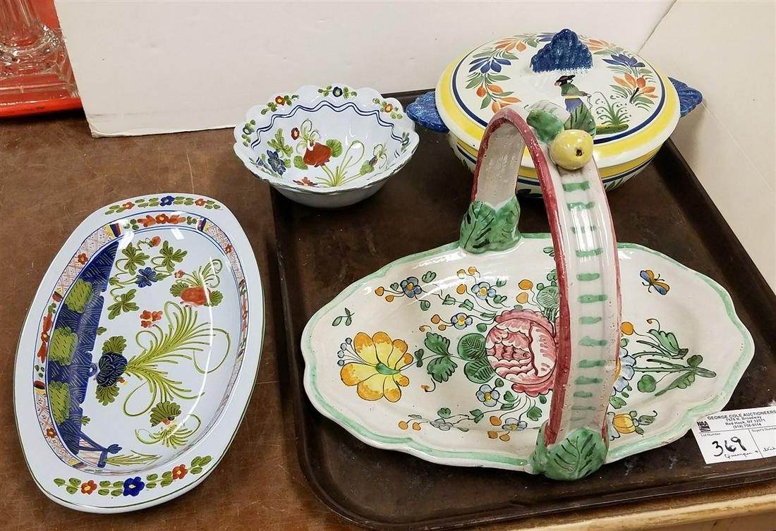 TRAY HENRIOT QUIMPER COVERED BOWL. 5"H X 8" DIAM. (1 of 6)