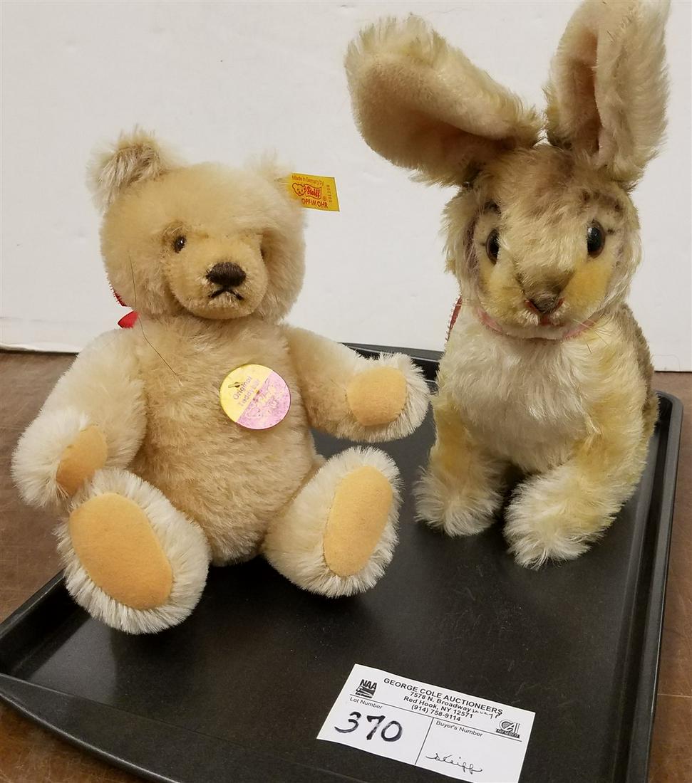 TRAY 2 STEIFF-JOINTED BEAR 9" + BUNNY 10" (1 of 2)