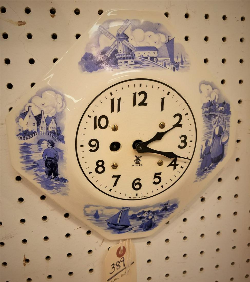 MILLER DELFT WALL CLOCK, 10" SQ. (1 of 4)
