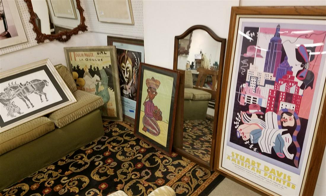 LOT 6 FRAMED ITEMS-MIRROR, POSTERS, MEXICAN W/C, ETC. (1 of 10)