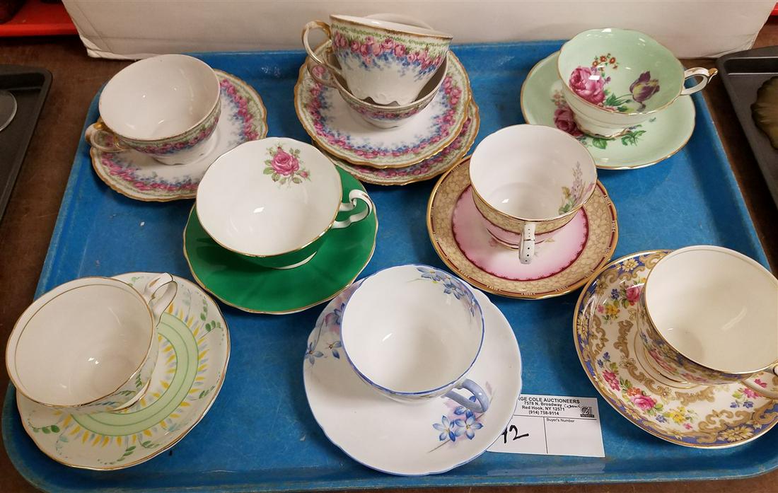 TRAY 9 CUPS/SAUCERS INCL. SHELLEY (1 of 1)