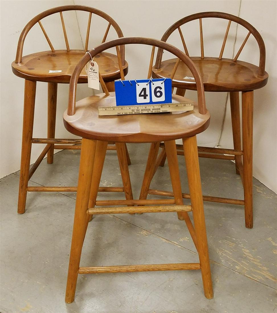 SET OF 3 THOMAS MOSER CHERRY BOWBACK STOOLS (1 of 3)