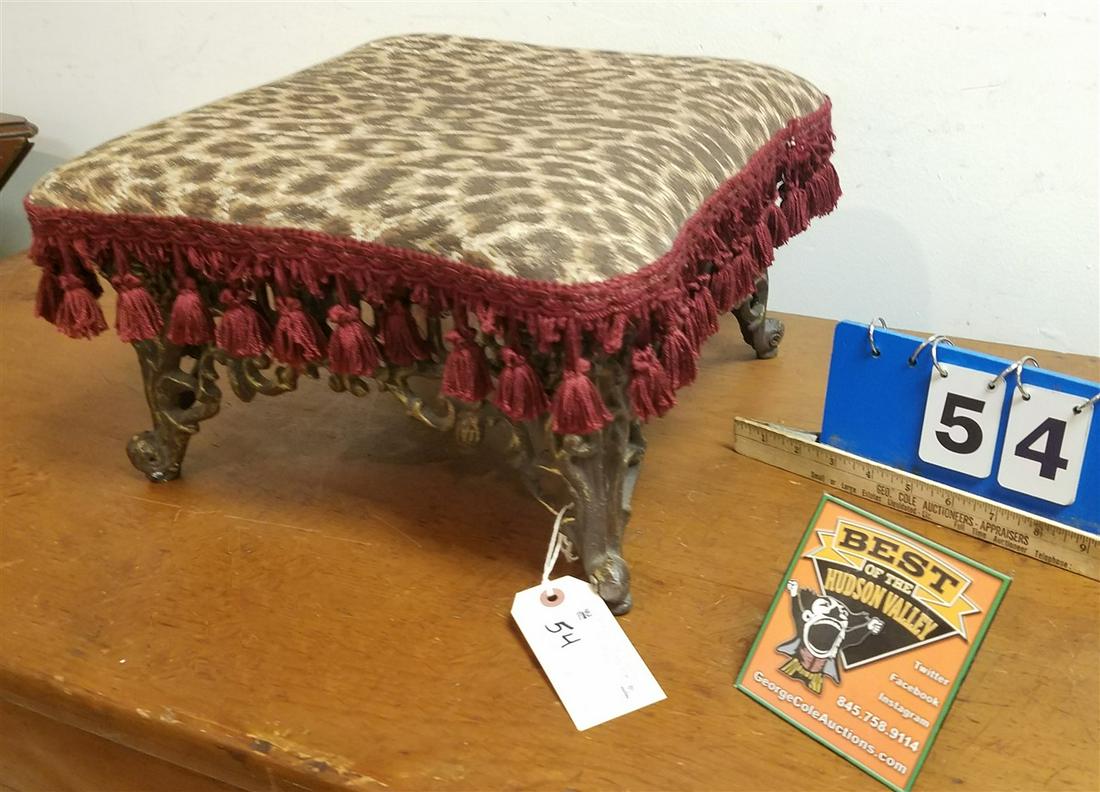 CAST IRON BASE FOOT STOOL, 9"H X 15.5" SQ. (1 of 3)