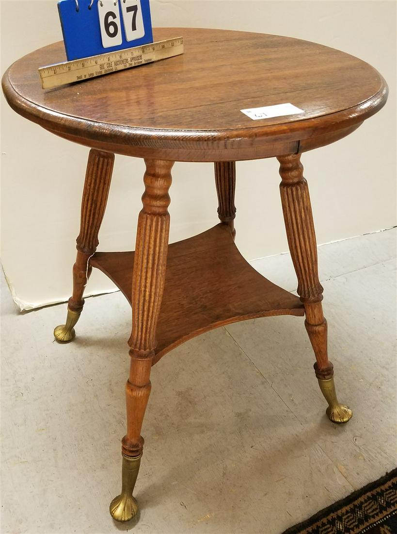 OAK 2 TIER STAND, 28.5"H X 24" DIAM. (1 of 5)