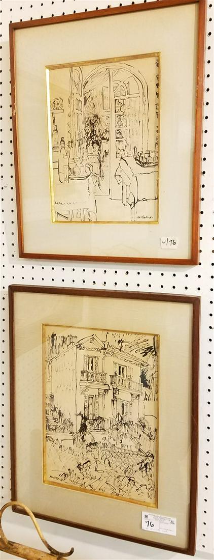 PR. FRAMED PEN + INK DRAWINGS, SGND. MACKENDRICK, (1 of 1)