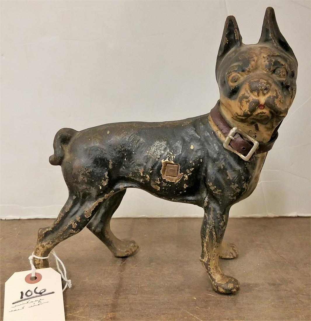 VINTAGE CAST IRON BOSTON TERRIER DOOR STOP, 9.5": VINTAGE CAST IRON BOSTON TERRIER DOOR STOP, 9.5"