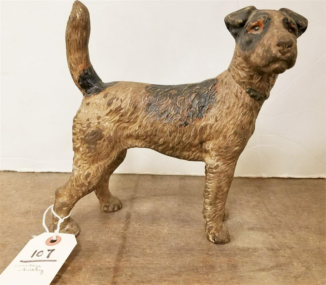 VINTAGE HUBLEY CAST IRON FOX TERRIER, 8.5": VINTAGE HUBLEY CAST IRON FOX TERRIER, 8.5"