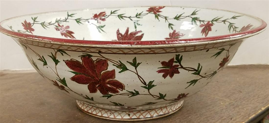 POTTERY BOWL SGND. LAPIN 1952, 6"H X 18" DIAM. (1 of 3)