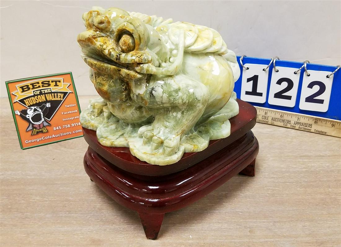 CHINESE CARVED JADE TOAD, 5.5"H X 6"W X 8"D (1 of 3)