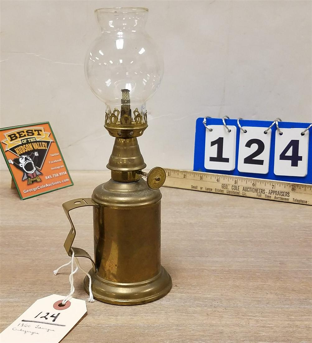 BRASS LAMPE OLYMPIC 1860, BRASS PIDGEON LAMP, 9.5": BRASS LAMPE OLYMPIC 1860, BRASS PIDGEON LAMP, 9.5"