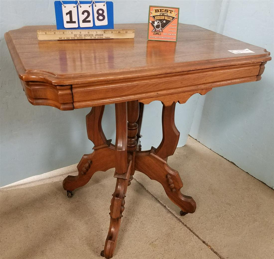 VICT. WALNUT TABLE 30"H X 30"W X 21"D: VICT. WALNUT TABLE 30"H X 30"W X 21"D