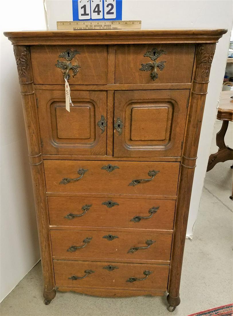 OAK BONNET CHEST, 49.75" X 28" W X 19.25"D (1 of 2)
