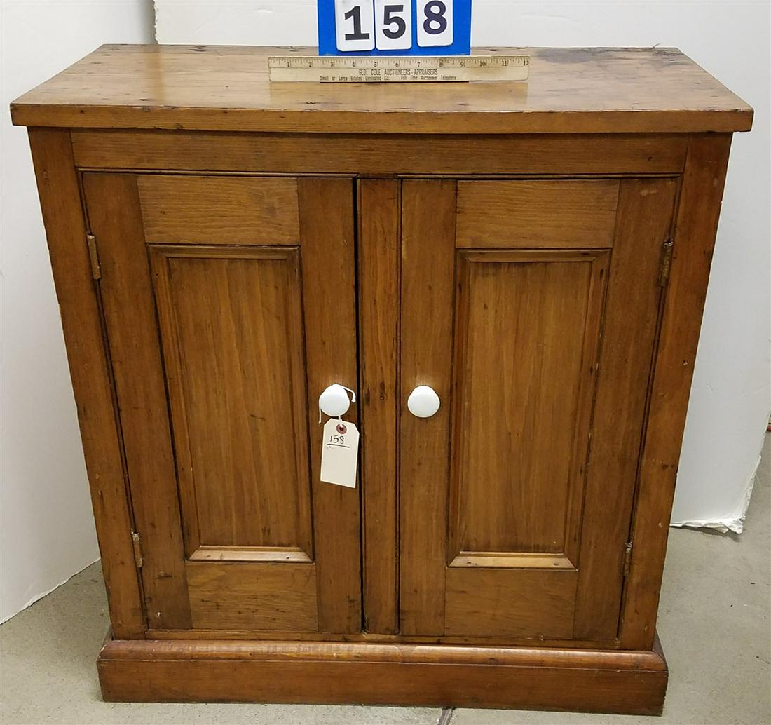 19th c. PINE 2 DOOR CABINET 33.5"H X 31"W X 14.75"D (1 of 2)