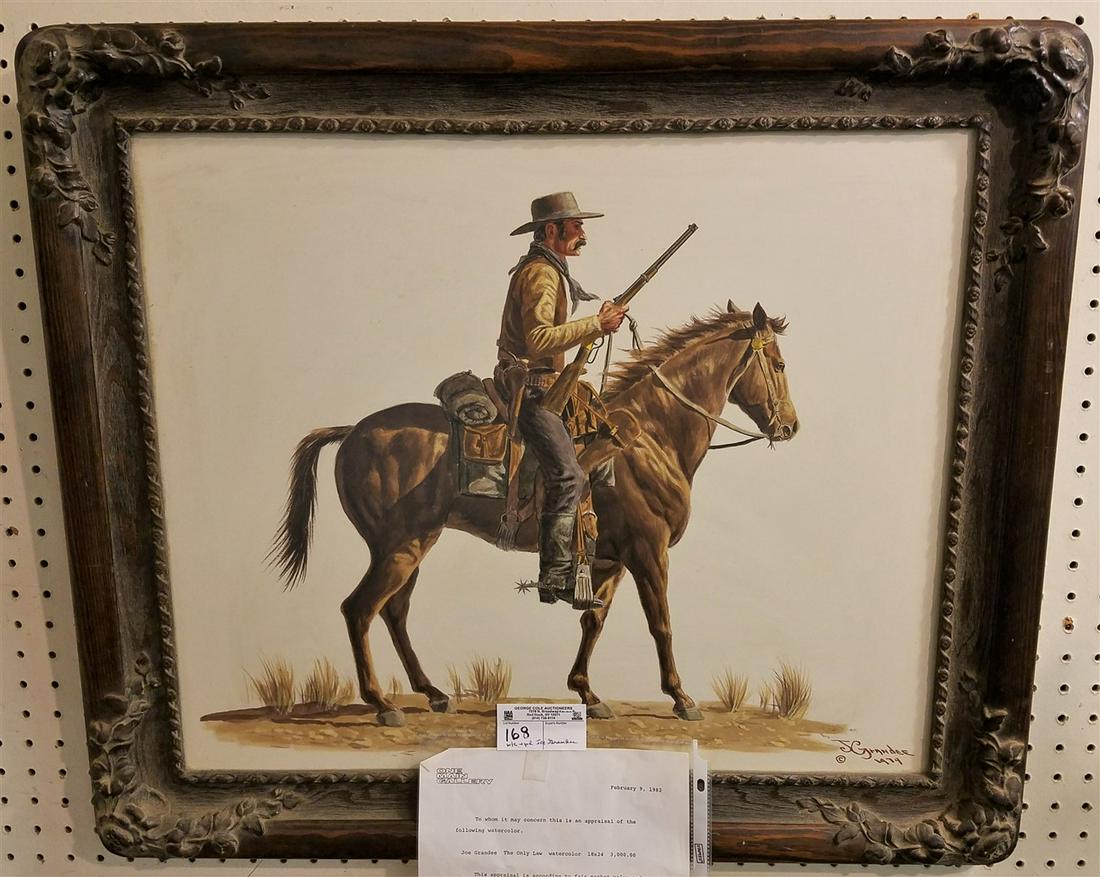 FRAMED W/C "THE ONLY LAW" SGND. JOE GRANDEE 1979, 18" X (1 of 3)
