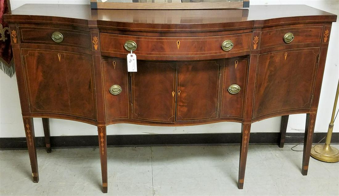 c.1800 HEPPLEWHITE BELLFLOWER INLAID MAHOG. SIDEBOARD: c.1800 HEPPLEWHITE BELLFLOWER INLAID MAHOG. SIDEBOARD 42"H X 6'W X 28.25"D