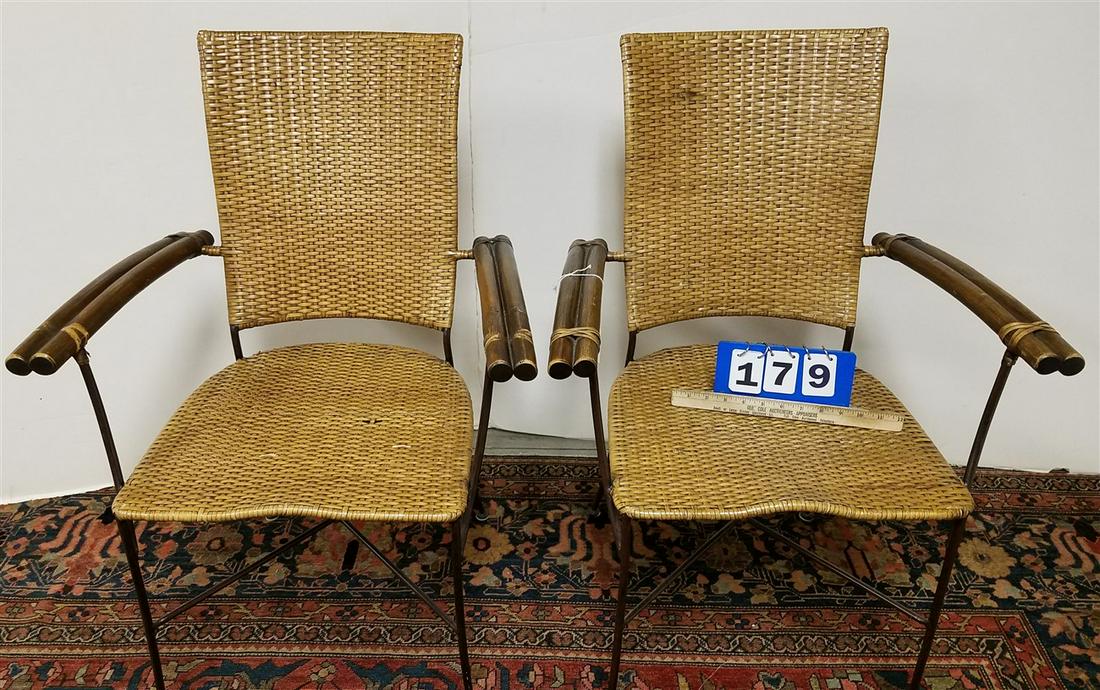 PR. WIRE FRAME CANE BACK + SEAT ARM CHAIRS (1 of 2)