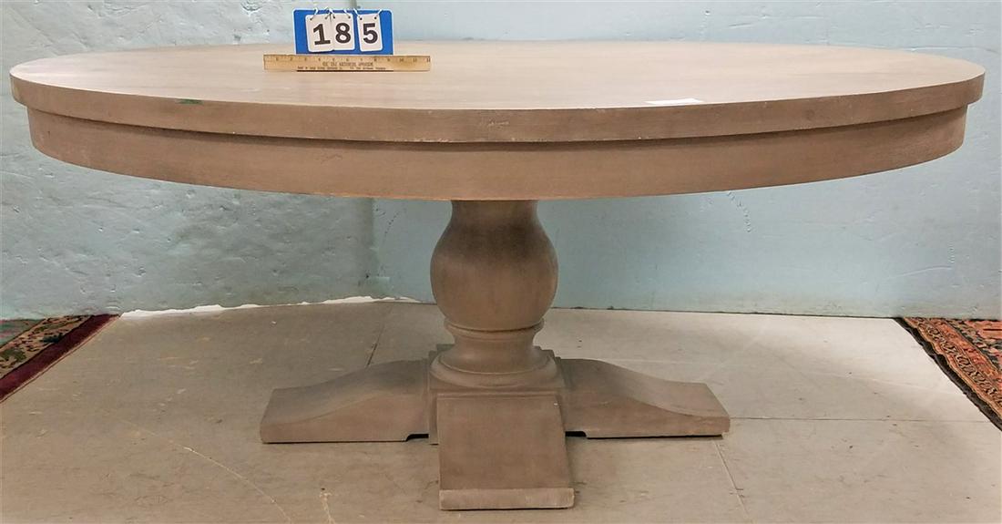OAK PEDESTAL BASE TABLE, 30"H X 6' DIAM. (1 of 2)