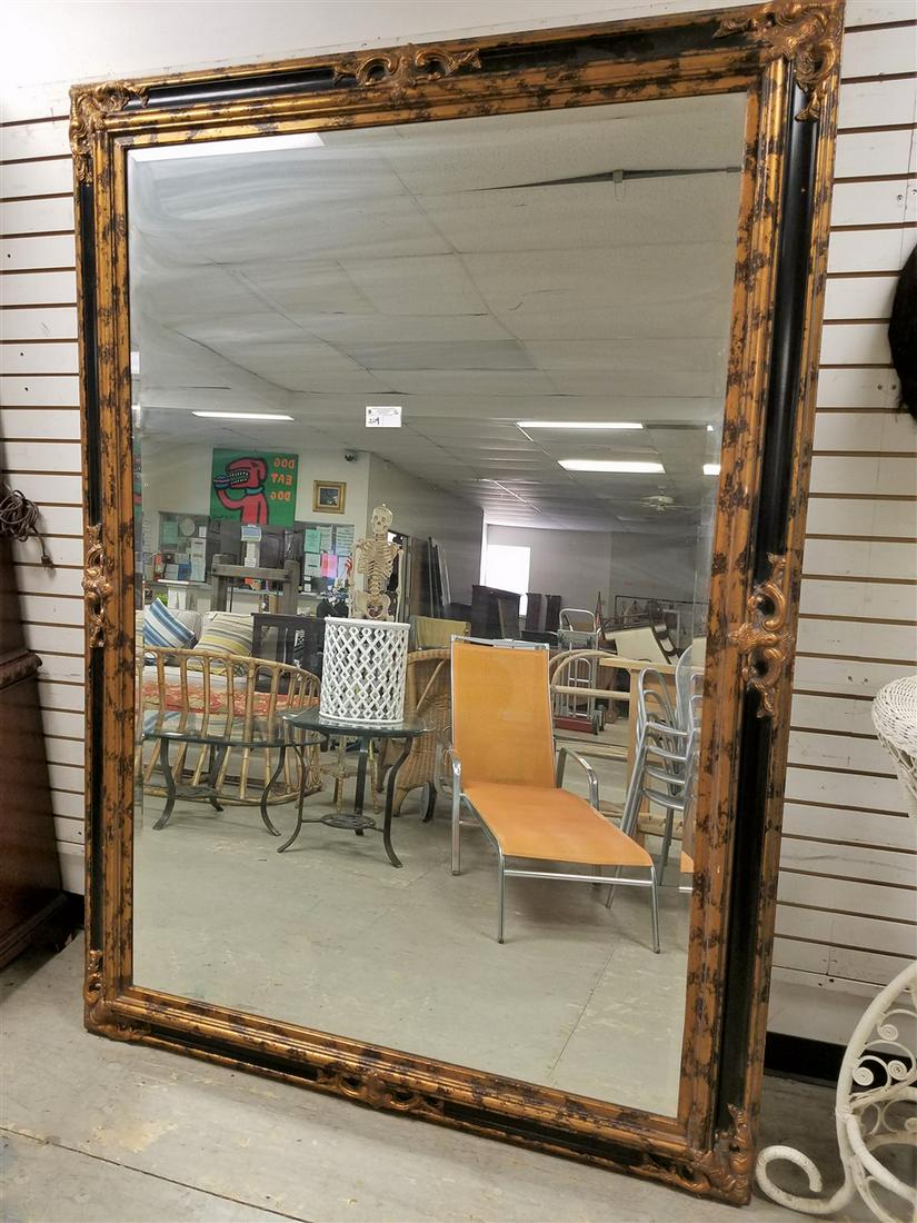 LG. FRAMED BEVELLED MIRROR 6'11" X 58.5"W (1 of 2)