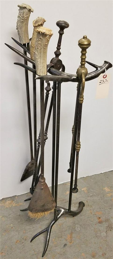 WROUGHT ANTLER FORM FIREPLACE TOOL STAND W/ ANTLER (1 of 3)