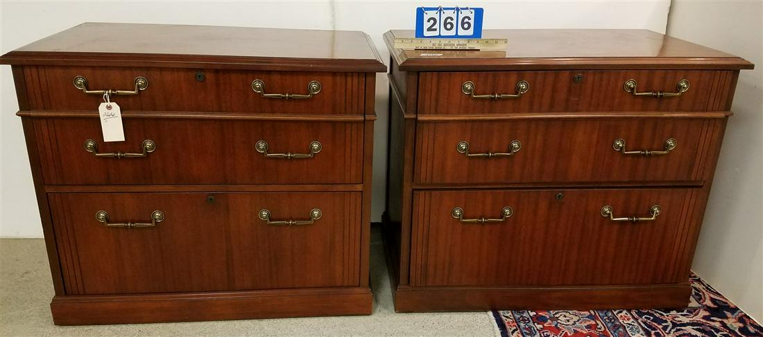 PR. NATIONAL OFFICE FURN. MAHOG. 2 DRAWER FILE CABINETS: PR. NATIONAL OFFICE FURN. MAHOG. 2 DRAWER FILE CABINETS (WERE USED FOR CHESTS OF DRAWERS)