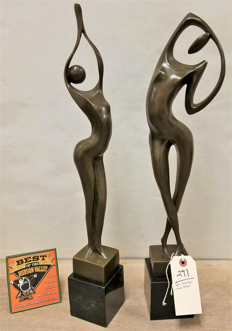 PR. MODERN BRONZE ABSTRACT FIGURES, SGND, MILO 22" + (1 of 3)