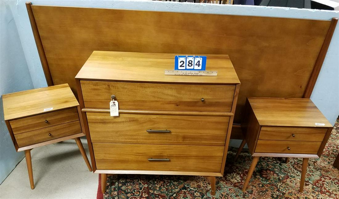 4PC. WEST ELM MID CENTURY MODERN BED SET, KING BED, 3 (1 of 1)