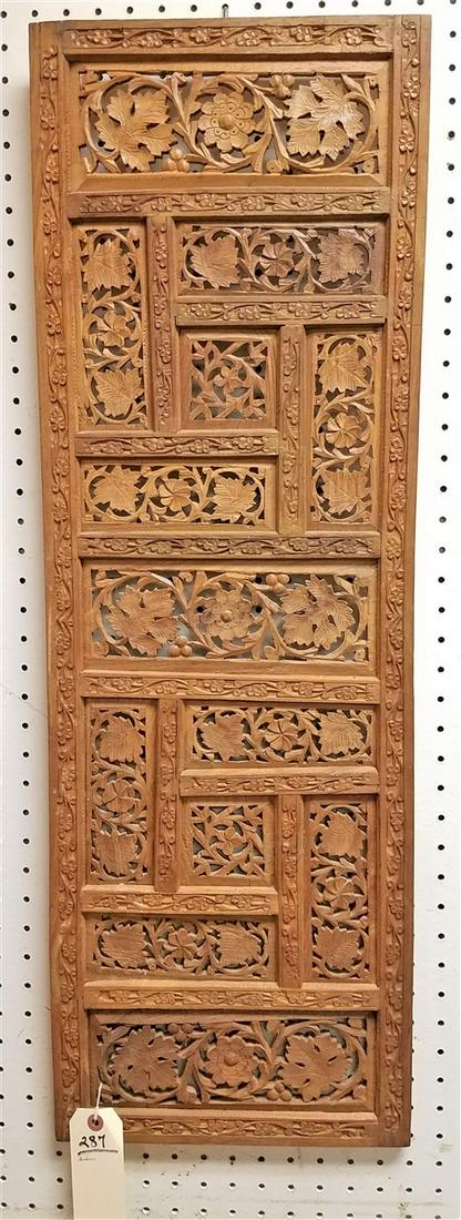 CARVED WOOD INDIAN PANEL, 36" X 12" (1 of 2)