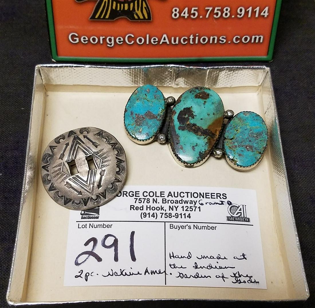 LOT 2 NAVAJO PINS-3 TURQUOISE STONES 1.25" X 2.25" + (1 of 1)