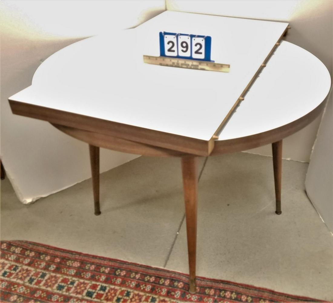 MID CENTURY FORMICA TOP 42" DIAM. TABLE W/ 24" LEAF (1 of 3)
