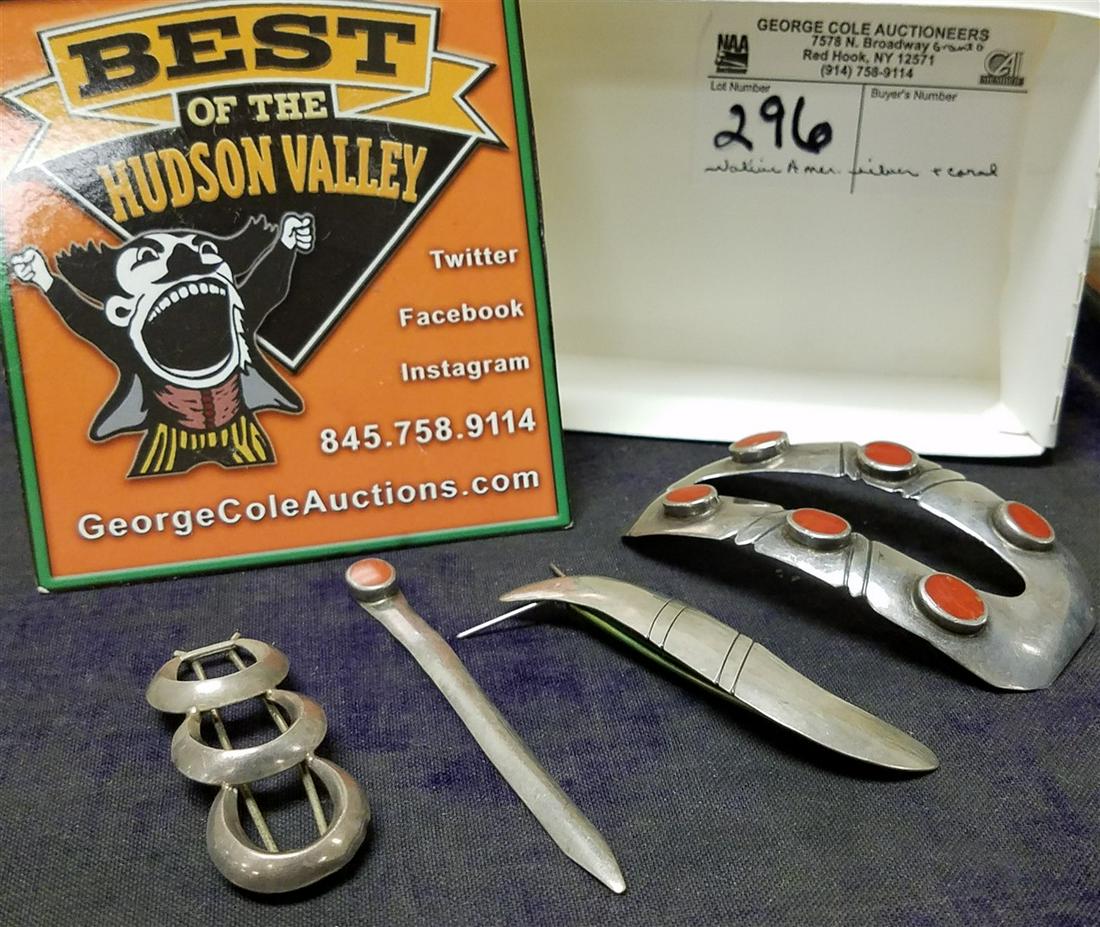 LOT 4PC. NATIVE AMERICAN SILVER JEWELRY HAIR CLIPS 2 W/ (1 of 2)