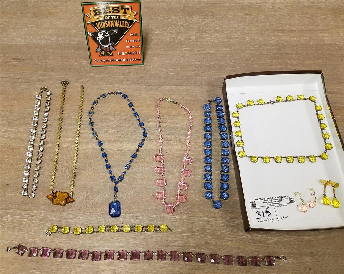 LOT VINTAGE CRYSTAL JEWELRY- 7 NECKLACES, 1 BRACELET, 2 (1 of 4)