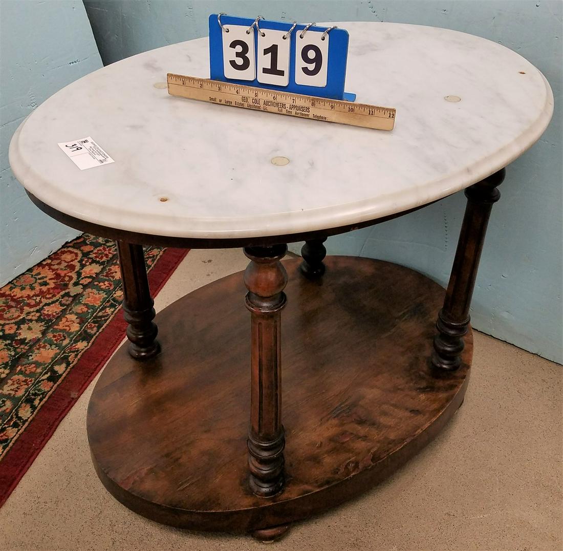 MARBLE TOP 2 TIER STAND, 24.5"H X 30.5"W X 22.5"D (1 of 3)