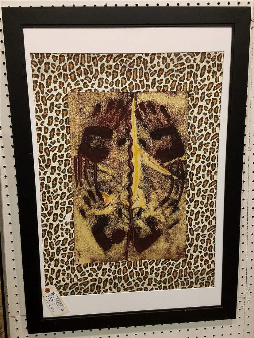 FRAMED MULTI MEDIA "MYSTERIOUS MASK", SGND, ON VERSO, (1 of 1)