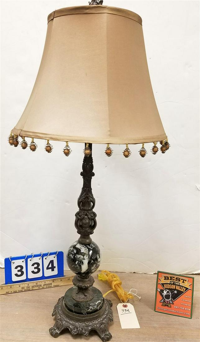 METAL BASE TABLE LAMP W/ MARBLE MOUNTS 31" (1 of 2)