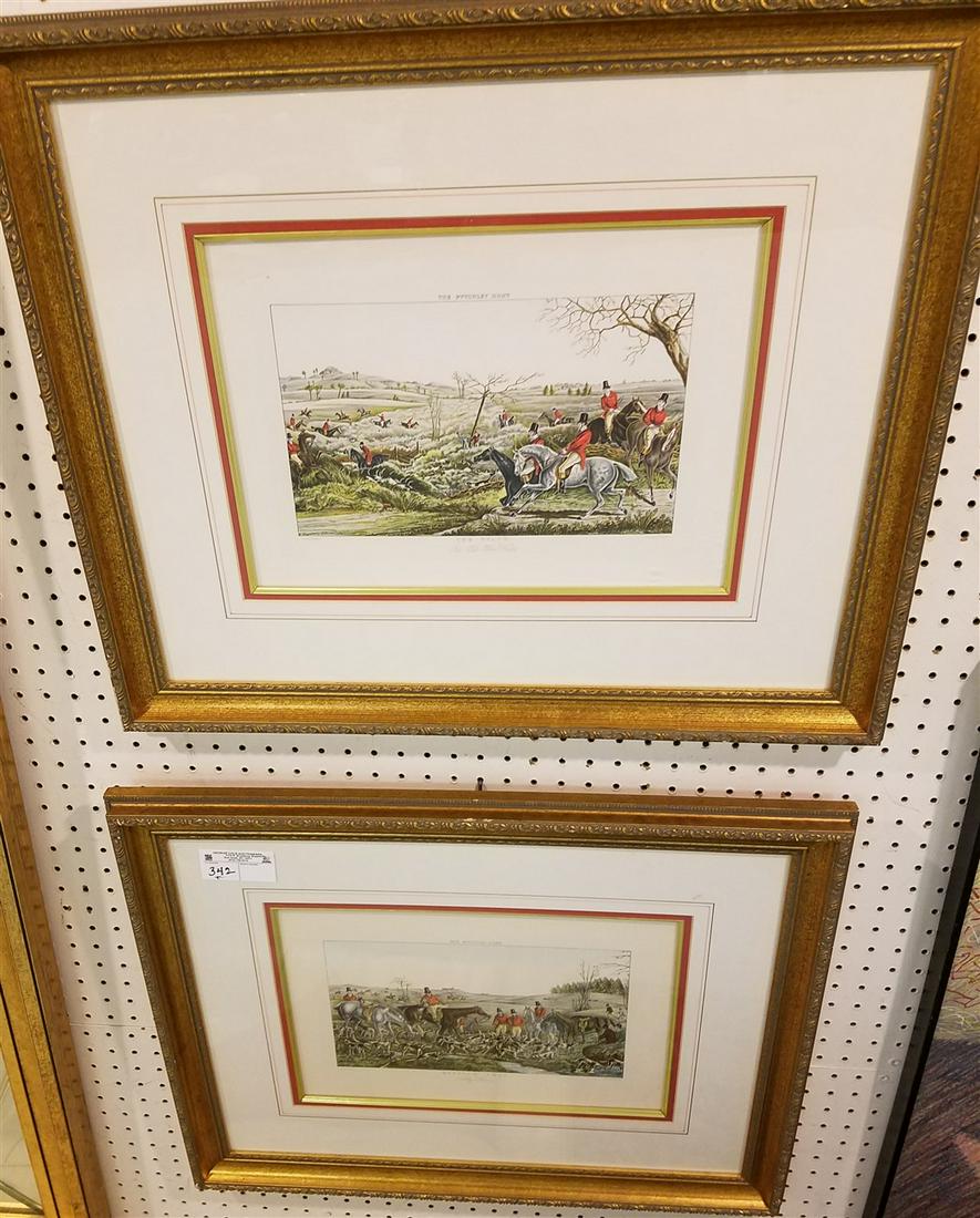 PR. FRAMED FOX HUNT LITHOS-THE PYTCHLEY HUNT, 10.75" X (1 of 5)
